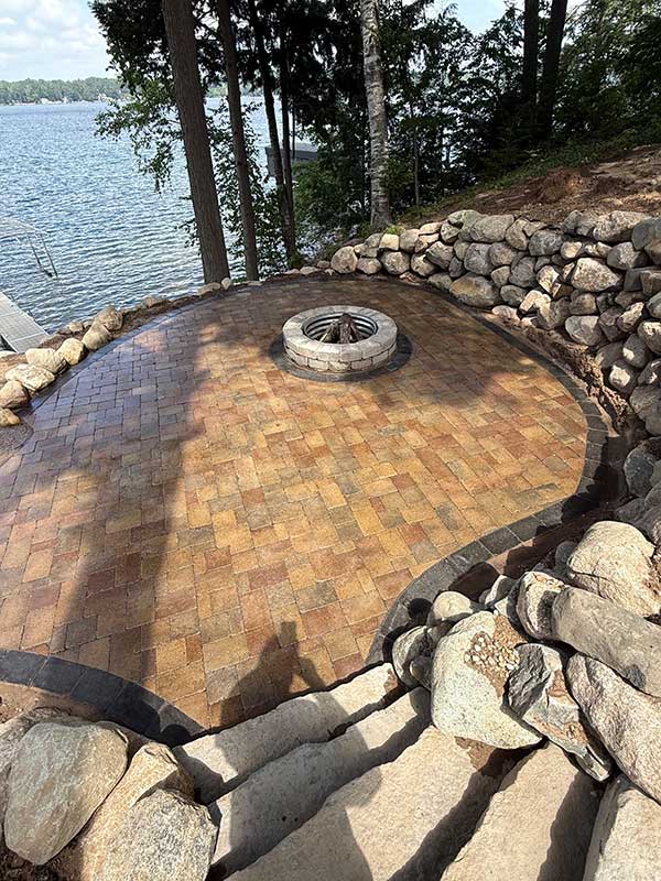 Fire pit and patio after cleaning and sealing